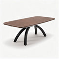Rectangular dining table with walnut finish and black metal legs 150 x 75 x 75cm